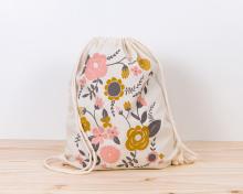 Printed canvas drawstring backpack
